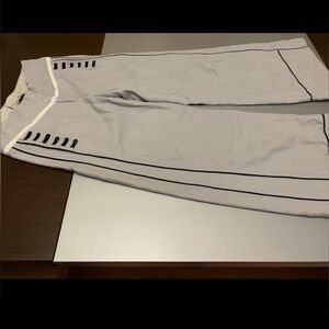 Linen light grey flare pants for women